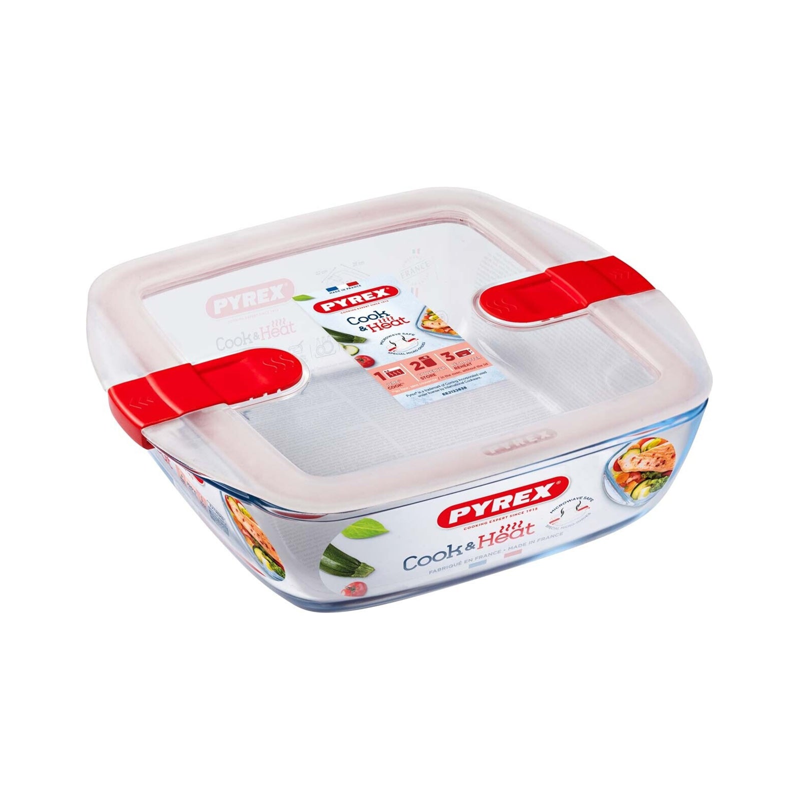 PY 212PH00 SQU DISH 25X22+LID PYREX